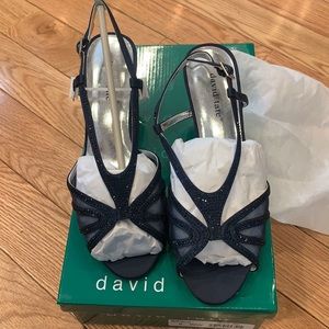 David Tate Reveal navy satin heels